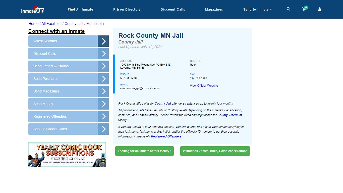 Rock County MN Jail - Inmate Locator - Luverne, MN