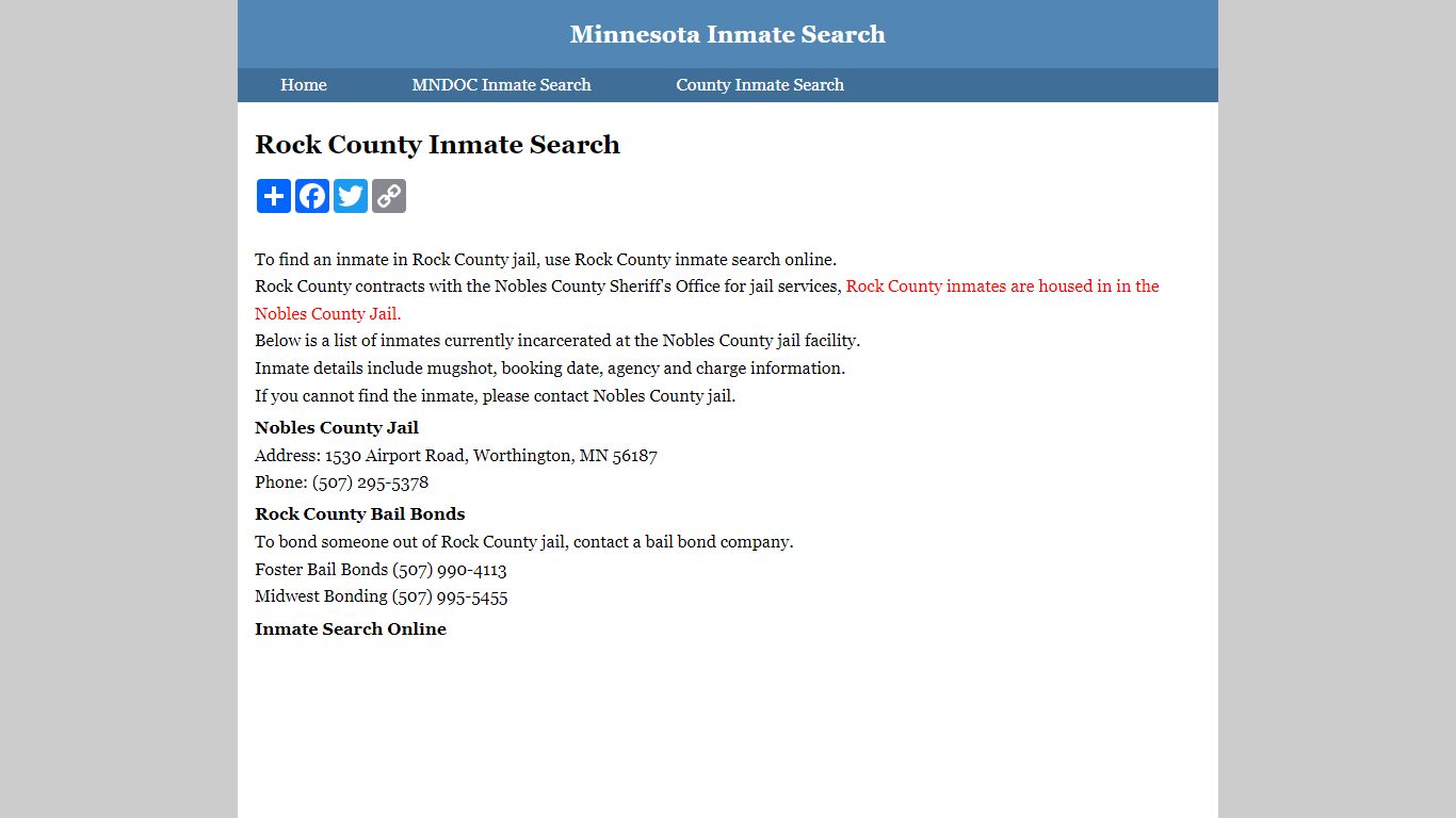 Rock County Inmate Search
